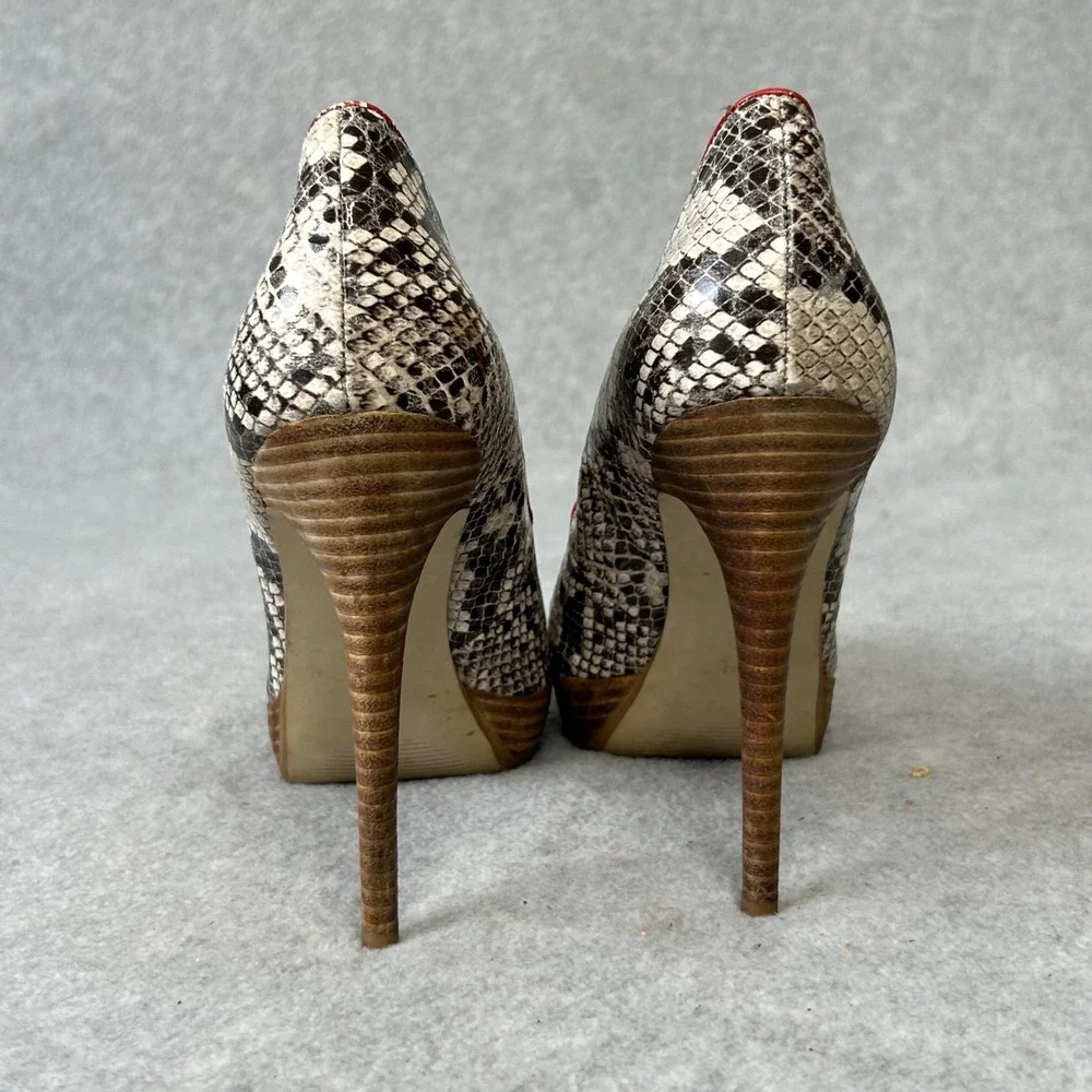 Guess‎ Snakeskin Platform Heels Red Trim Pumps Women's Size 7.5M